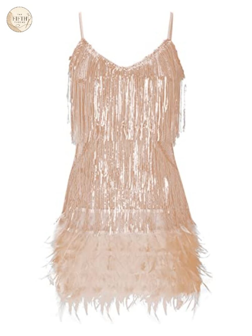 Sequin Fringe Mini Dress Sleeveless Feather Hem 1920s Gatsby Cocktail Party